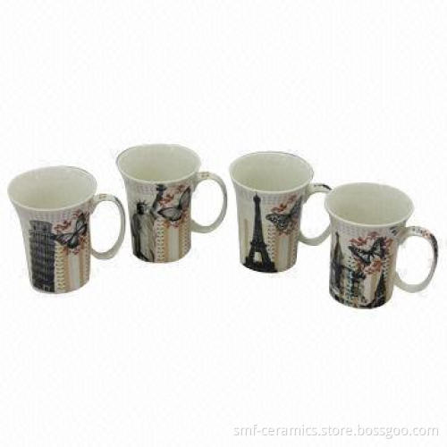 9oz Bone China Mugs with Decal, Customized Designs and OEM Orders are Accepted
